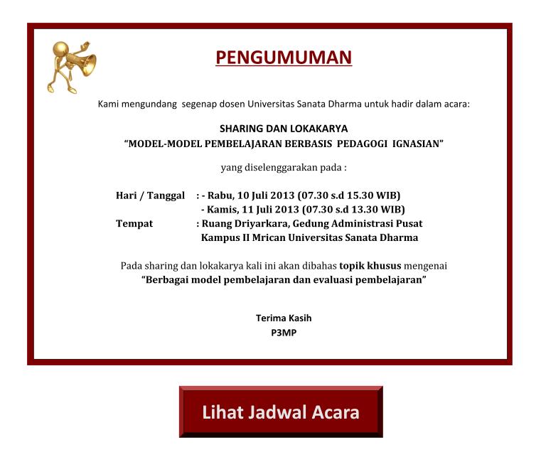 Pengumuman Sharing dan Lokakarya 2013